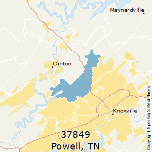 Powell,Tennessee County Map