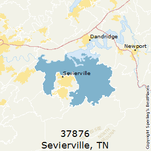 Sevierville,Tennessee County Map