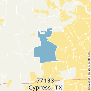 Cypress,Texas(77433) Zip Code Map