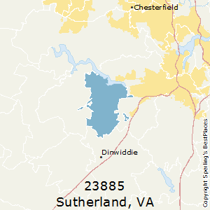 Sutherland,Virginia County Map