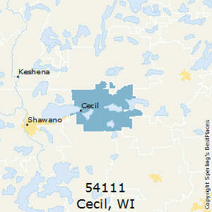Cecil,Wisconsin County Map