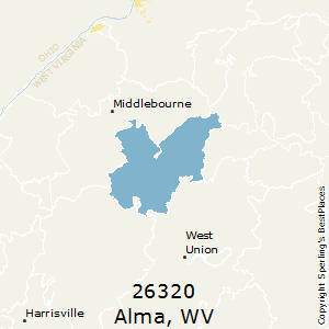 Alma,West Virginia County Map