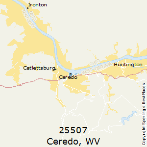 Ceredo,West Virginia County Map