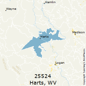 Harts,West Virginia County Map